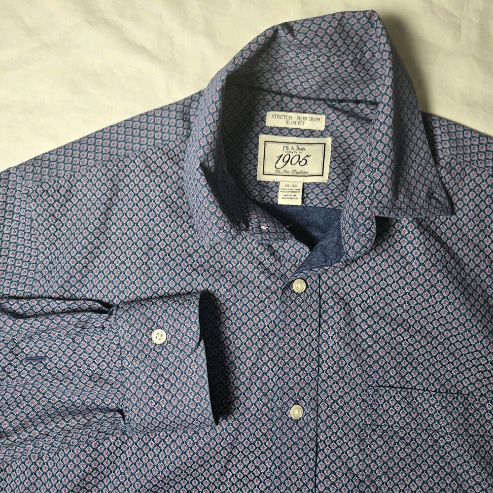 Jos A. Bank Shirt 1905‎ Collection  Slim Fit  15/33 Long Sleeve Button Down